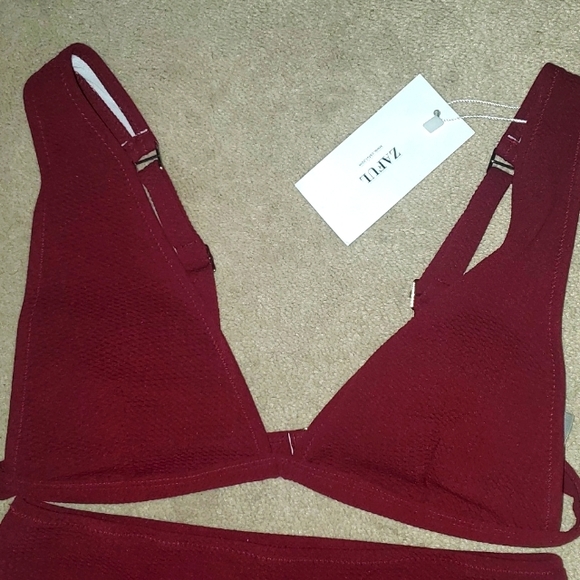 ZAFUL High wasited Bikini, Size Large/ 8 us, Burgundy - Picture 4 of 5